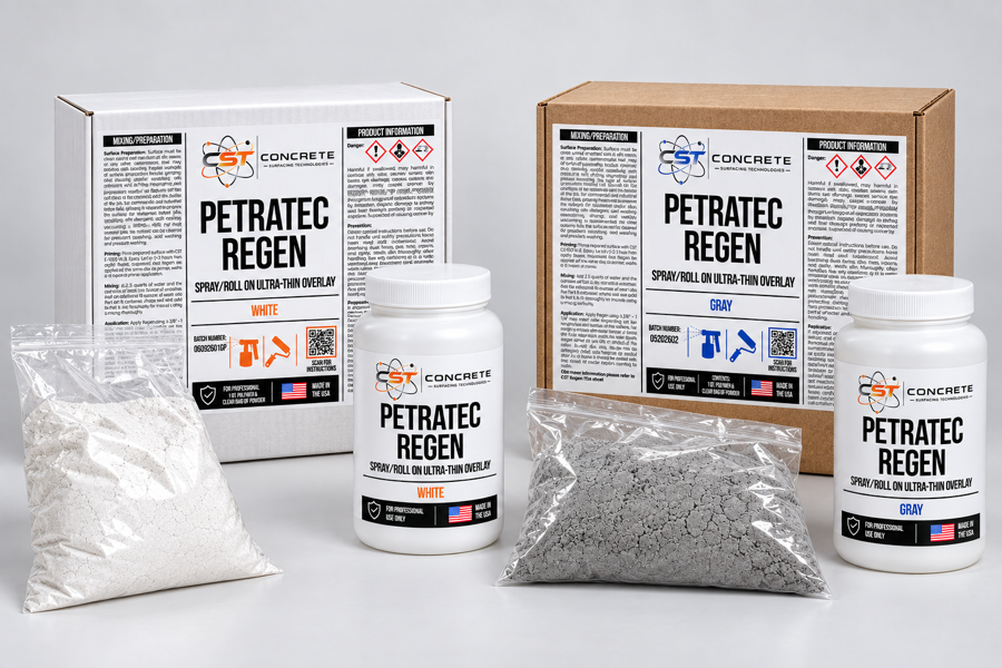 White and gray PetraTec ReGen kits together in a single studio packaging visualization